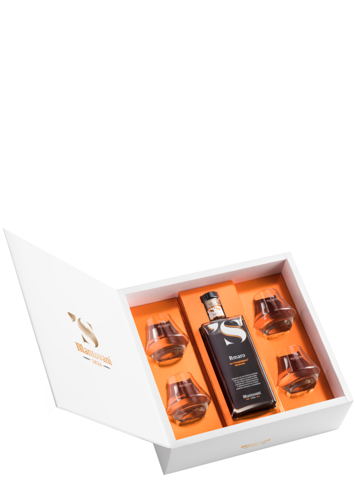 Cofanetto Sanremo con amaro e calici Mantovani Cofanetto Sanremo con amaro e calici Mantovani