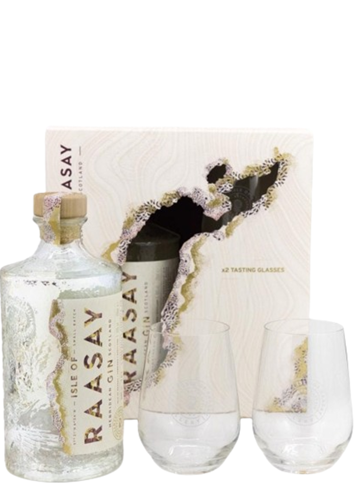 Gin Isle of Raasay con due bicchieri Gin Isle of Raasay con due bicchieri