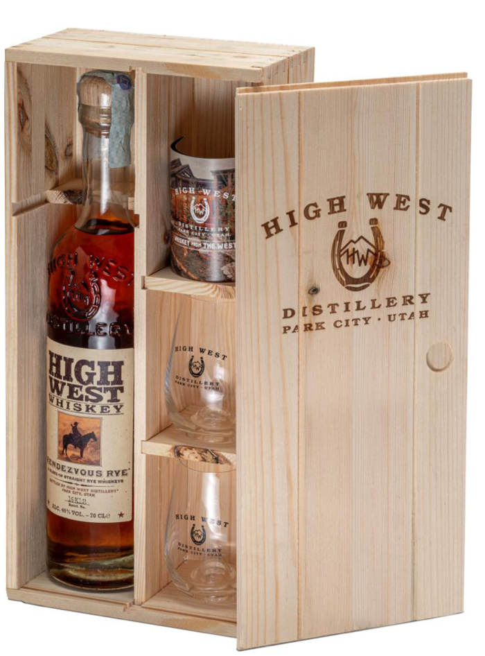 Cassa Legno Whisky con Bicchieri High west special Cassa Legno Whisky con Bicchieri High west special